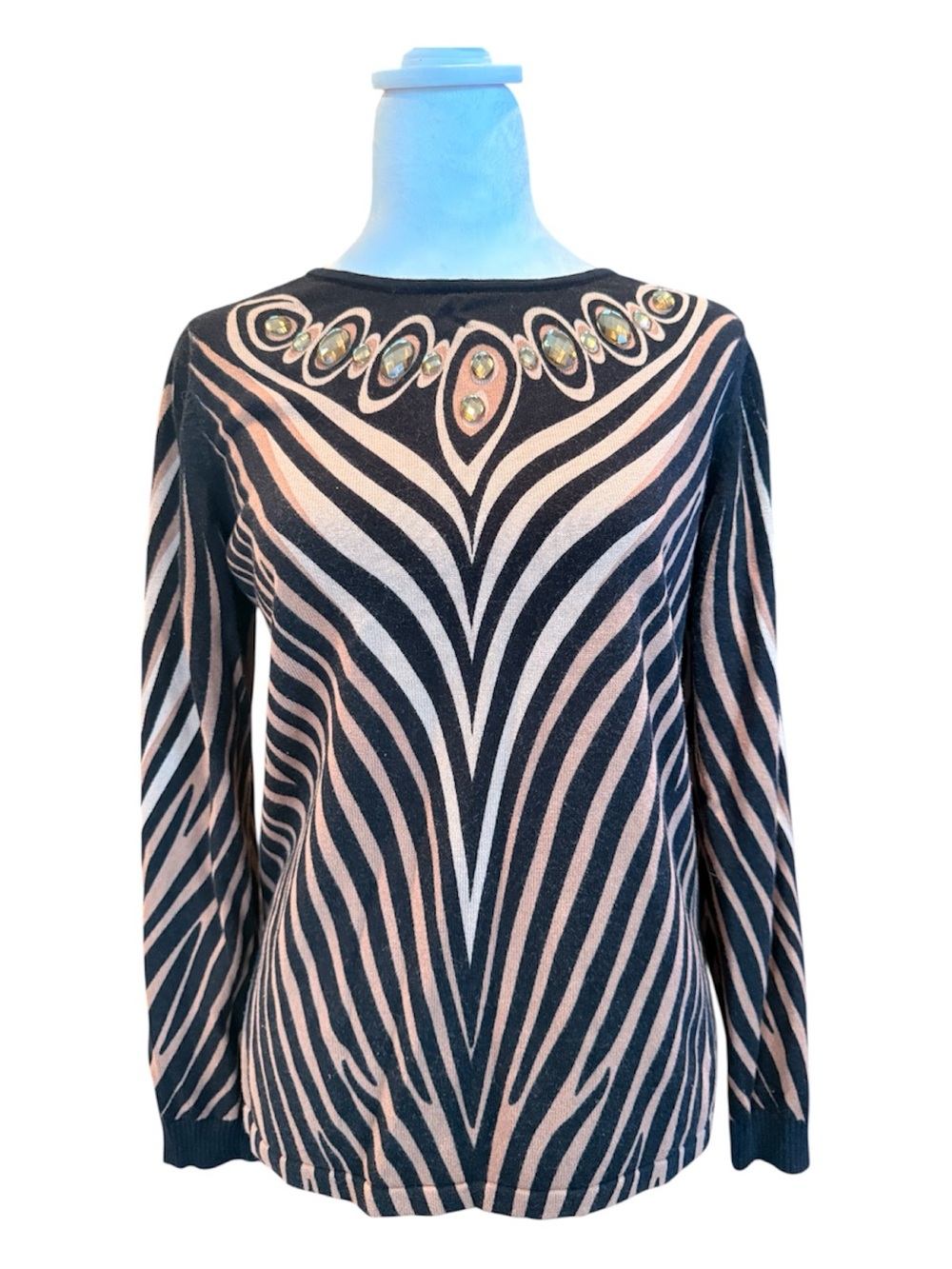 Bob Mackie Jeweled Animal Print Sweater - Picture 4 of 6